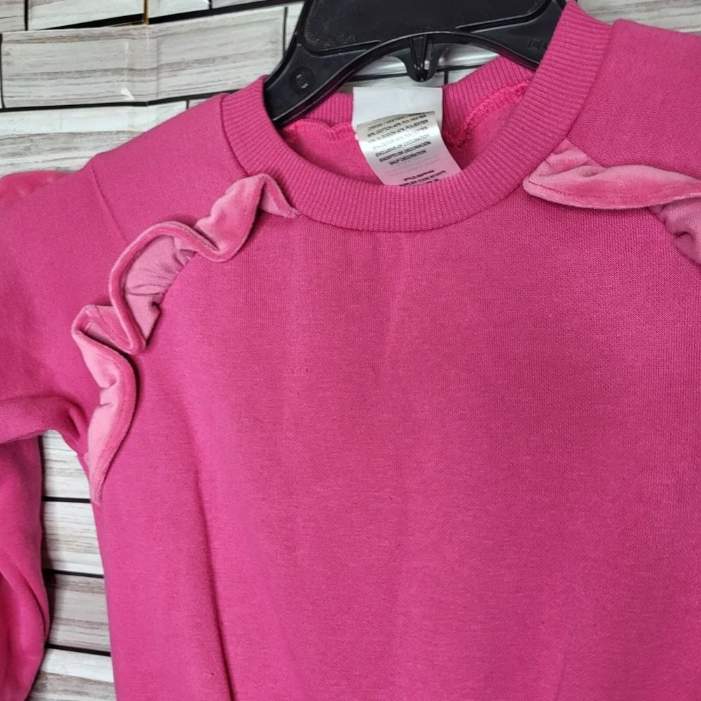 New Blueberi Girls Dress Size 7 Pink Long Sleeve Outfit Ruffles Top Pocket‎